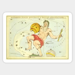 Aquarius the Water Bearer, from Urania's Mirror, Vintage Signs of the Zodiac Sticker